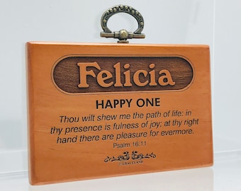 LNP4 | Names Fanny-Jasmine | Mahogany Wood Christian Name Plaque With Bible Verse, Scripture, STANDARD NAME, GracelandGifts