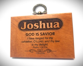 LNP5 | Names Jason-Larry | Mahogany Wood Christian Name Plaque With Bible Verse, Scripture, STANDARD NAME, GracelandGifts