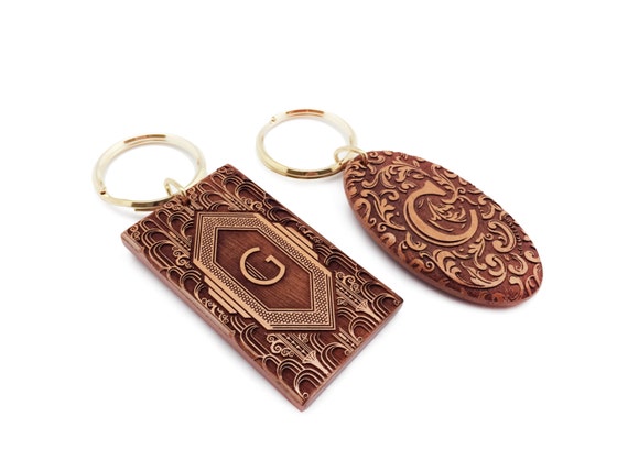 alley66 DIY Handmade Wooden Wooden Keychain Rings for Painting and Engraving Crafts