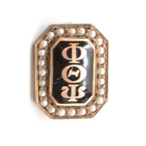 Antique Gold Pin 10K Solid Yellow Gold Pearl Phi Theta Psi Pin 3.5 Grams Holiday Gift