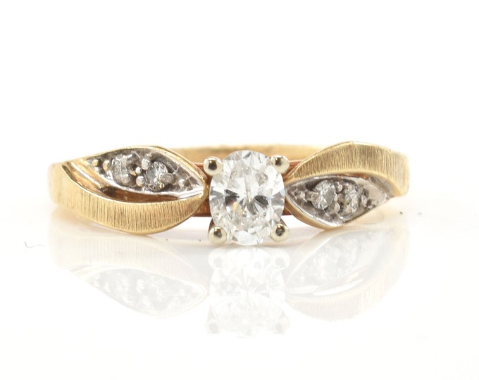 Estate Diamond Ring Vintage 14K Solid Yellow Gold Natural Diamonds .47 Carat Total Weight Size 7.75 Holiday Gift