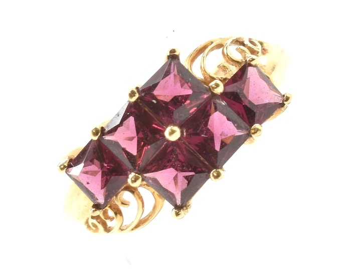Estate Garnet Ring Vintage 14K Solid Yellow Gold Natural Garnets 2.34 Carats Total Size 7.75 January Birthstone Holiday Gift
