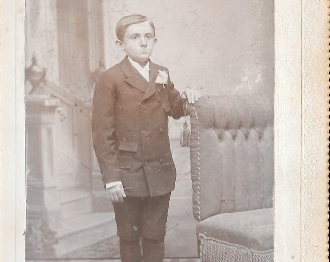 Antique Photo Portrait of a Boy of Auburn New York by Photographer George E Gibbs circa 1890s