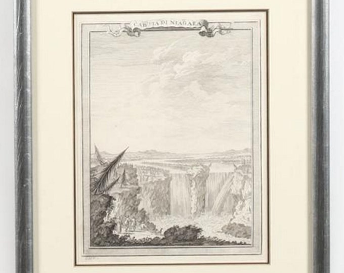 Giuseppe Maria Terreni (Italian, 1739-1811), Caduta di Niagara, Etching and Engraving on Laid Paper, 18th Century Matted and Framed in Glass
