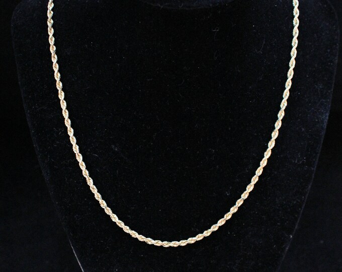 Estate 14K Solid Yellow Gold 18" Twisted Rope Chain Necklace 11.71 Grams Holiday Gift