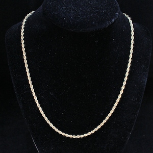 Estate 14K Solid Yellow Gold 18&quot; Twisted Rope Chain Necklace 11.71 Grams Holiday Gift