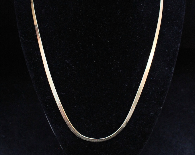 Estate 14K Solid Yellow Gold 20" Herringbone Chain Necklace 14.31 Grams 3.67 MM Wide Made in Italy Signed OR OroAmerica Holiday Gift