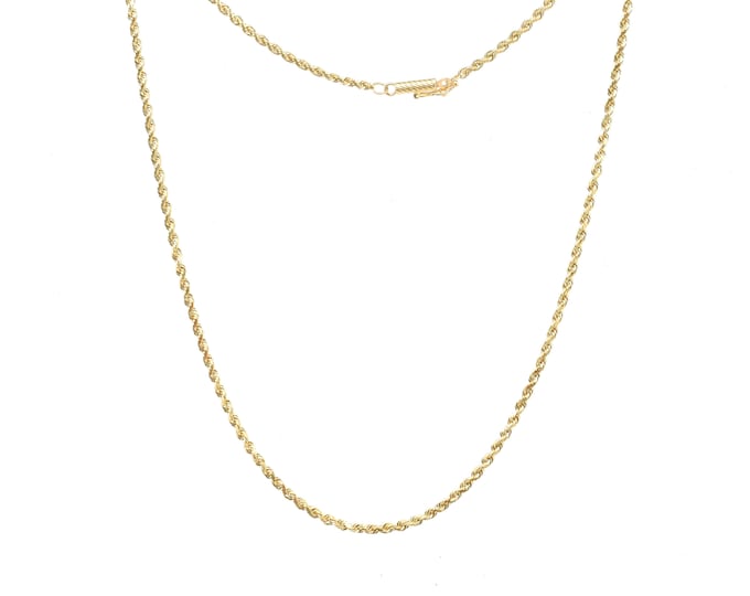 Estate Gold Necklace Vintage 14K Solid Yellow Gold Necklace 16 Inches Long Twisted Rope Chain Holiday Gift