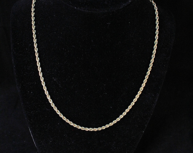 14K Solid Yellow Gold Twisted Rope Chain Necklace 18 Inches Long Vintage Estate Nearly 12 Grams Signed Ma Michael Anthony Holiday Gift