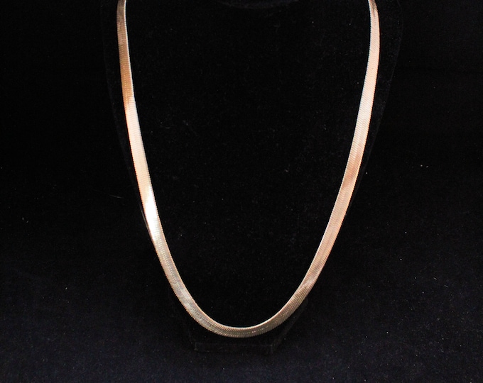 Estate Gold Chain Vintage 14K Solid Yellow Gold Herringbone Necklace 24 Inches Long Nearly 35 Grams Over 7 MM Wide Made in Italy Gift