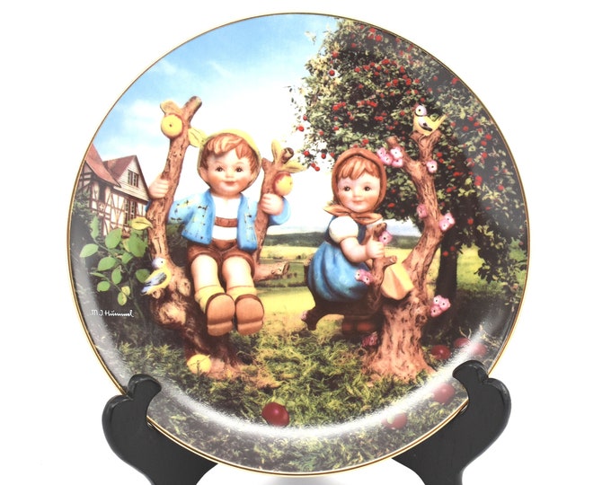 Estate Hummel Plate Apple Tree Boy & Girl Little Companions Hummel Plates by Danbury Mint 1990 Vintage Certificate of Authenticity COA Gift