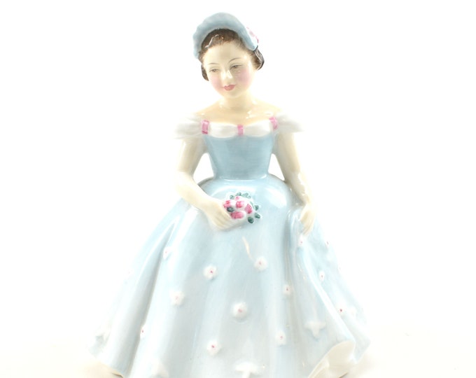 Royal Doulton The Bridesmaid HN2196 Figurine Peggy Davies Wedding Series 1959 Light Blue Dress Holiday Gift
