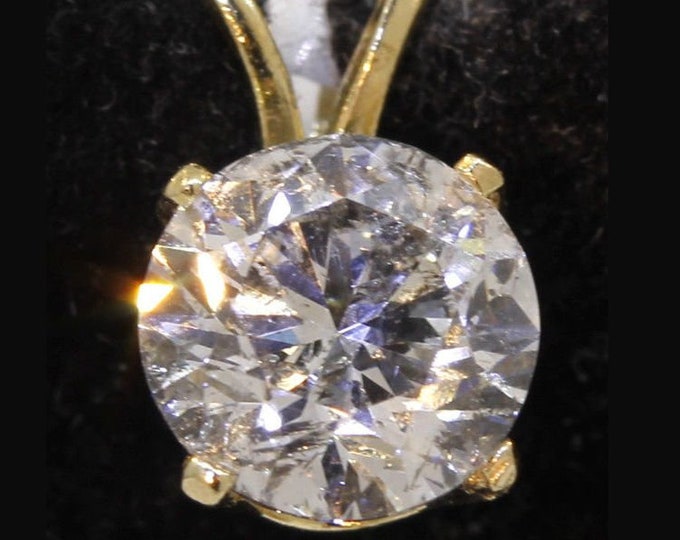 Estate Diamond Pendant Vintage 14K Solid Yellow Gold Natural Diamond Nearly 1 Carat Round Cut Solitaire April Birthstone Over Half Gram Gift