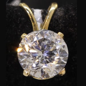 Estate Diamond Pendant Vintage 14K Solid Yellow Gold Natural Diamond Nearly 1 Carat Round Cut Solitaire April Birthstone Over Half Gram Gift