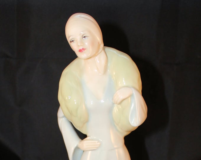 Royal Doulton Reflections Series Chic HN2997 Figurine 1986 Designed by Robert Tabbenor Pale Blue Dress 13" Tall Holiday Gift
