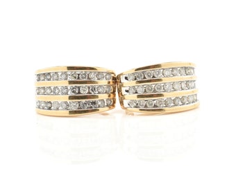 Estate Diamond Earrings Vintage 14K Solid Yellow Gold Natural Diamonds 2.84 Carats Total Omega Clip-On Holiday Gift
