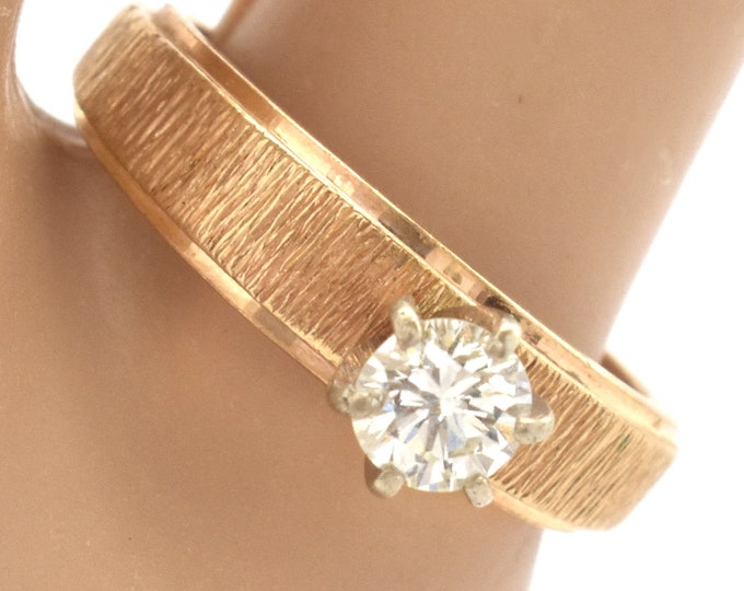 14K Solid Yellow Gold Natural Diamond Ring Point 36 Carats VS2 Solitaire Engagement Vintage Estate Rhapsody Over 4 Grams Size 6 Gift