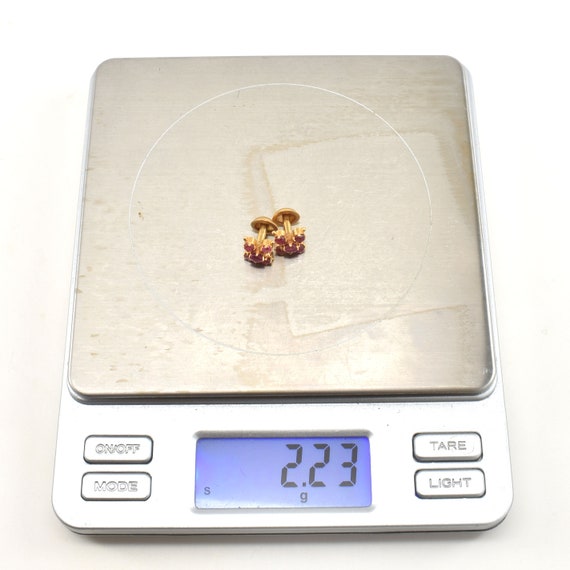 Estate Ruby Studs Vintage 18K Solid Yellow Gold N… - image 9