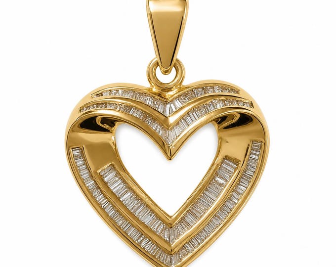 Estate 14K Yellow Gold Diamond Heart Pendant, 1.24 Carat