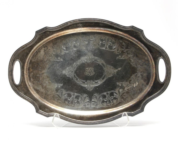 Vintage Silverplate Waiter Monogram HBJ for Harriet Bellamy Jewett Wilmington North Carolina Provenance Holiday Gift