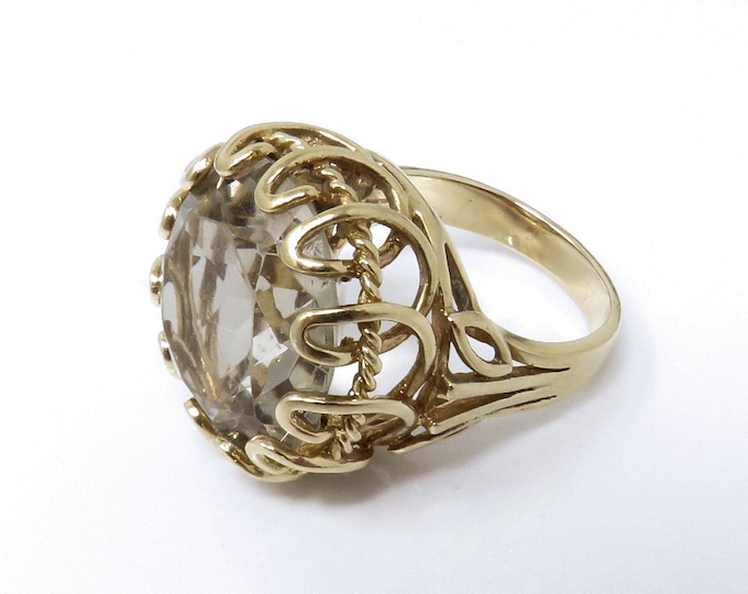 Estate 14K Yellow Gold Champagne Smoky Quartz Ring