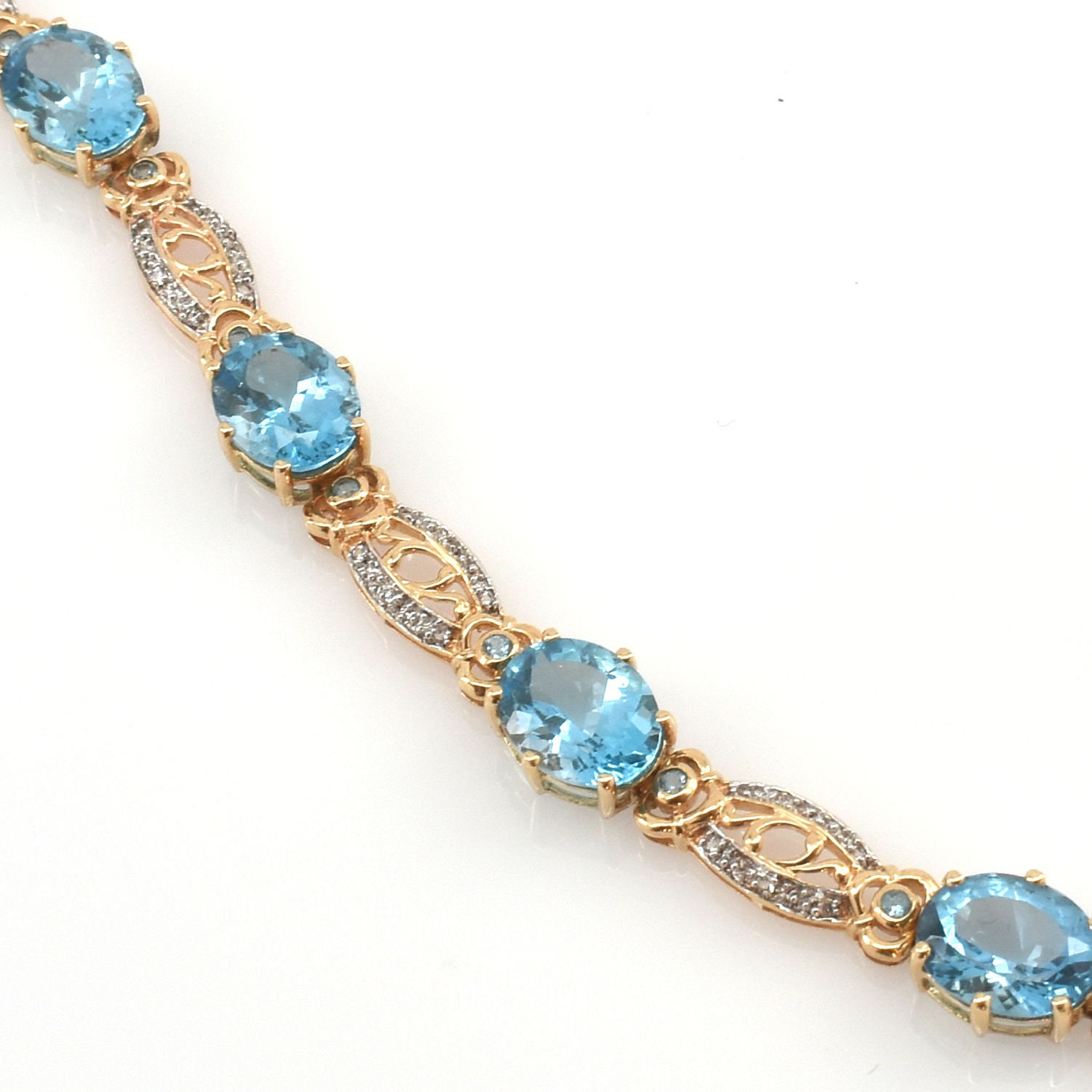 Genuine Large Sky Blue Topaz Oval Tennis Silver Bracelet - Etsy