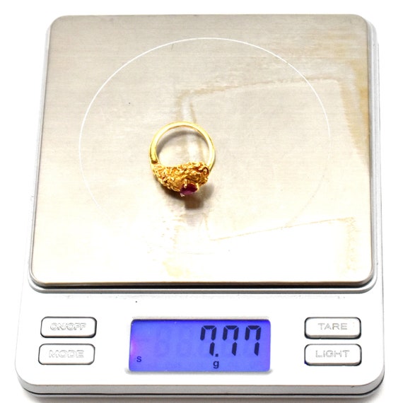 Estate Ruby Ring Vintage 18K Solid Yellow Gold Na… - image 10