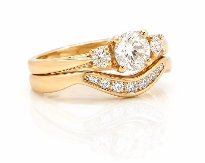 Estate Diamond Bridal Set: 14K Yellow Gold, VS2 Clarity, Size 4.5