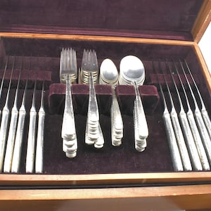 Estate Silver Flatware Gorham Camellia Sterling Silver Flatware Service for 12 in Wood Box 60 Pieces Total Plus Box Gift