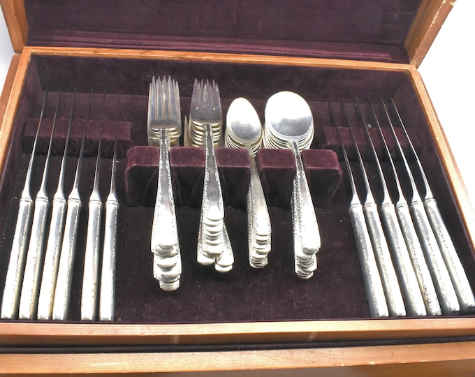 Estate Silver Flatware Gorham Camellia Sterling Silver Flatware Service for 12 in Wood Box 60 Pieces Total Plus Box Gift