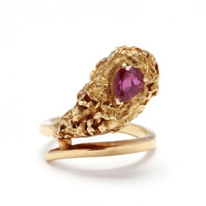 Estate Ruby Ring Vintage 18K Solid Yellow Gold Natural Ruby Size 4.5 July Birthstone Holiday Gift
