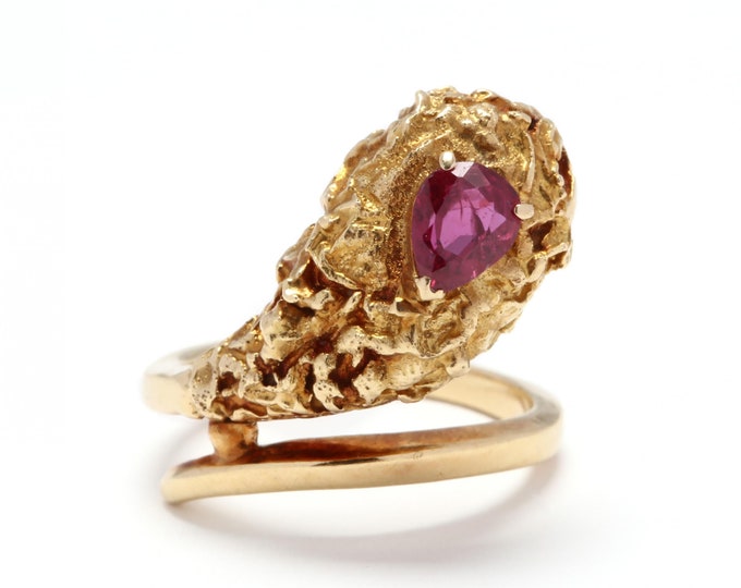 Estate Ruby Ring Vintage 18K Solid Yellow Gold Natural Ruby Size 4.5 July Birthstone Holiday Gift