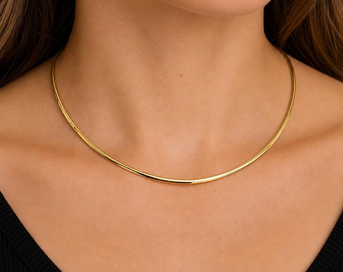 Vintage 14K Yellow Gold Omega Chain Necklace, 16.25 Inches
