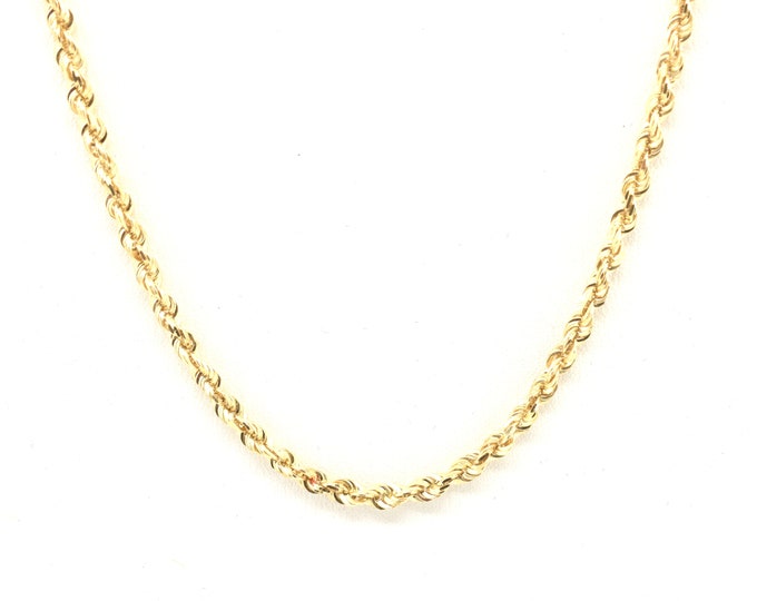 Estate Gold Necklace Vintage 14K Solid Yellow Gold 20 Inches Long Twisted Rope Chain Holiday Gift