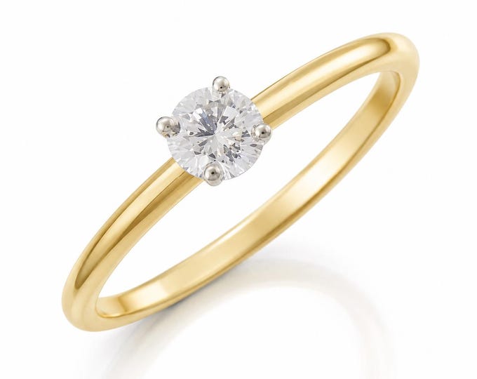 Estate 14K Yellow Gold Diamond Solitaire Ring, Size 6.75