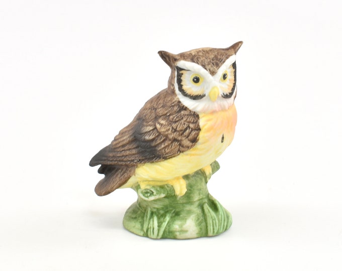 Estate Owl Figurine Vintage Lefton 00755 Hand Painted Bird Holiday Gift