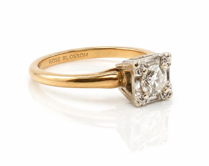 Vintage 14K Yellow Gold Diamond Solitaire Ring, 0.50 Carat, Size 7.25