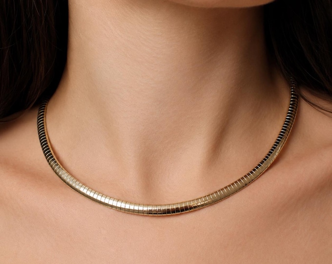 Vintage 14K Solid Gold Omega Necklace, Italian Chain (18 inch)