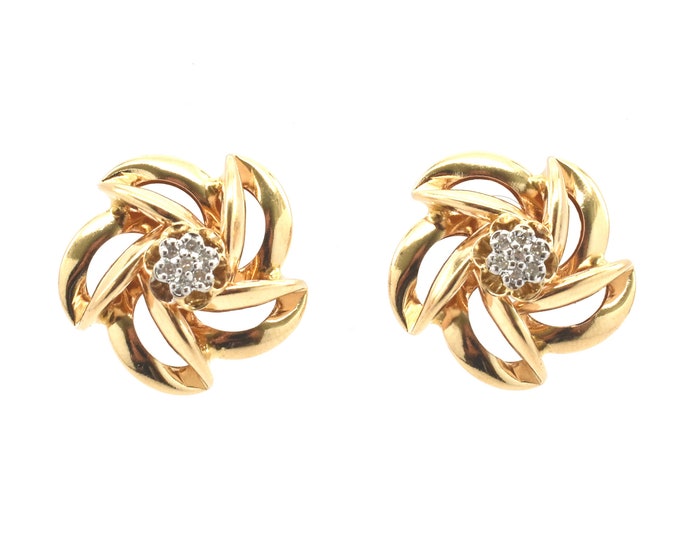 Estate Diamond Earrings Vintage 14K Solid Yellow Gold Natural Diamonds Studs .14 Carats Total Weight Holiday Gift