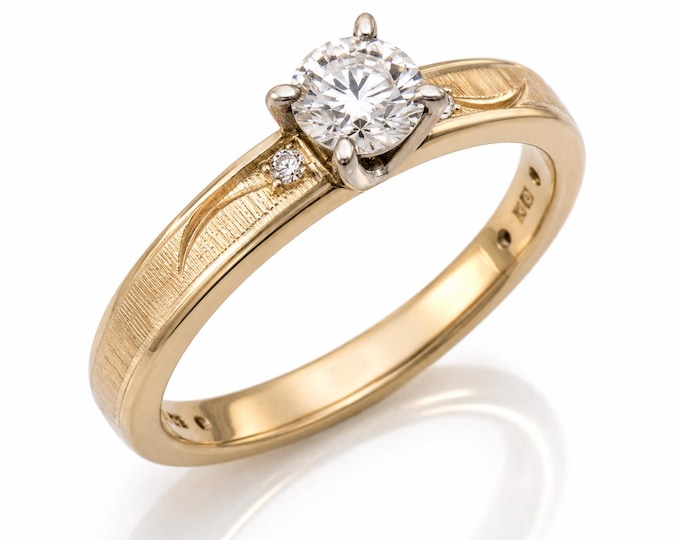 Estate 14K Yellow Gold Diamond Solitaire Engagement Ring, Size 6.75