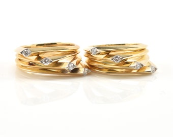 Vintage 18K Yellow Gold Diamond Stack Rings, .12 Carat, Size 6