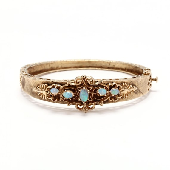Estate Opal Bracelet Vintage 14K Solid Yellow Gold Natural Opals Hinged Bangle Over 1 Carat Total Weight 6.5 Inches Holiday Gift Etsy Canada