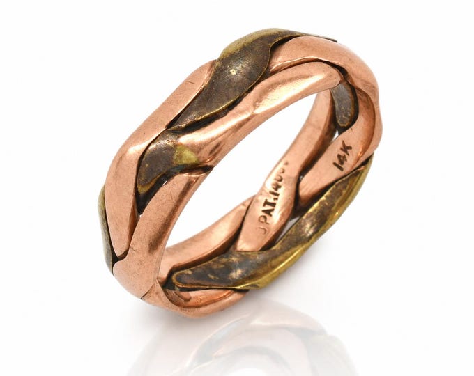 Vintage 14K Gold Braided Ring Modernist Designer Band Size 8