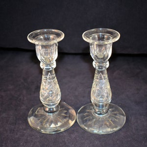 Antique Crystal Candlesticks Estate Candle Holders Holiday Gift