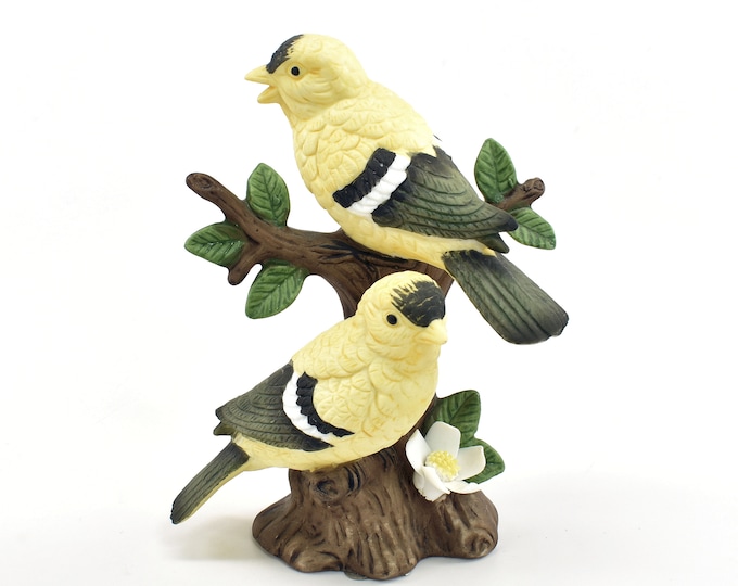 Estate Goldfinches Figurine Vintage Lefton 02203 Hand Painted Birds Holiday Gift