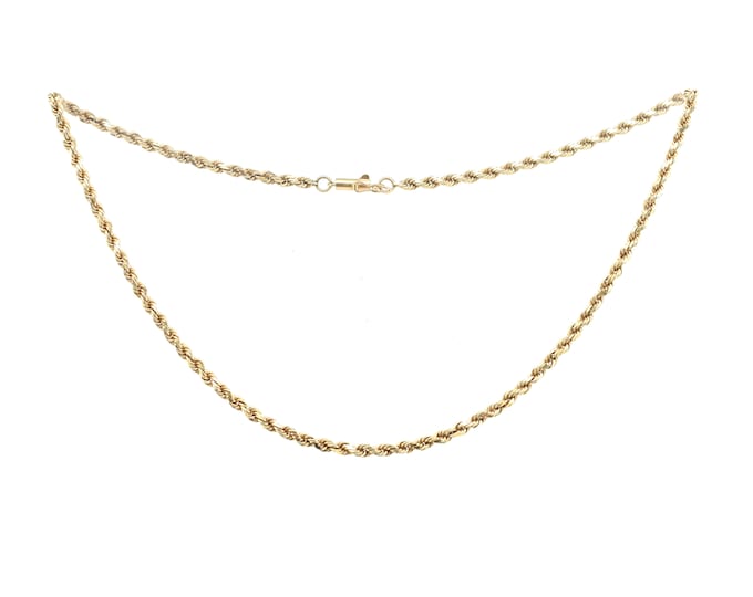 Estate Gold Necklace Vintage 14K Solid Yellow Gold Necklace 16 Inches Long Twisted Rope Chain Holiday Gift
