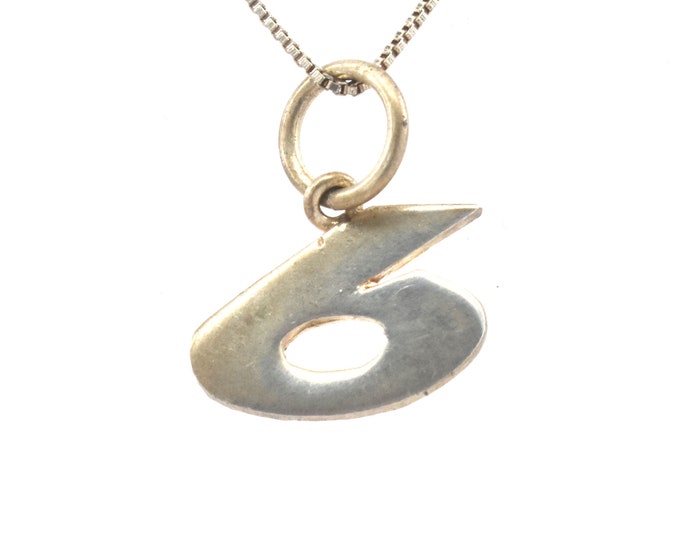 Estate Silver Charm Vintage 925 Sterling Silver Number 6 Numeral Holiday Gift