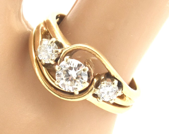 Estate Diamond Ring Vintage 14K Solid Yellow Gold Natural Diamonds Gift Bridal Set .734 Carats Total Weight Size 5.25 Gift
