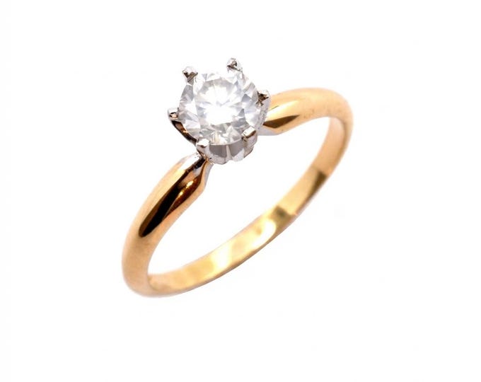 14K Solid Yellow Gold Solitaire Diamond Engagement Ring (0.58ct, G, SI1) – Vintage Estate Size 6