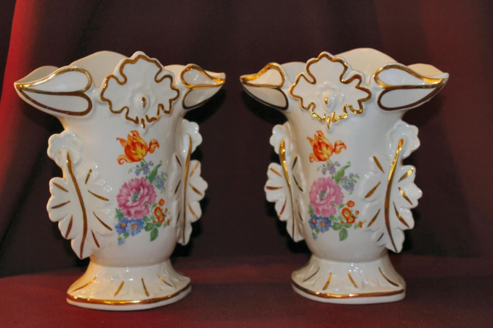 Antique Mantel Vases Vintage Pair Vases Made in Belgium White Etsy